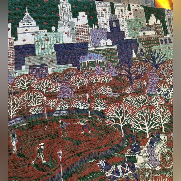 Chatham Christmas Blanket Throw Collectible 58x48” City Skyscrapers Snow Horse - Picture 5 of 8